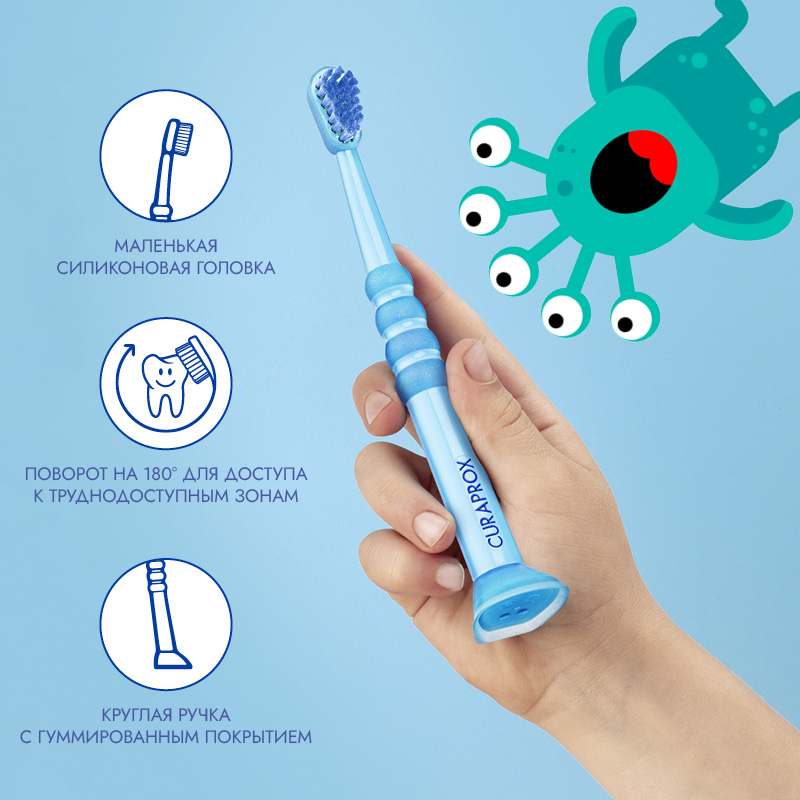Детская зубная щетка Curaprox Baby 4100 Ultra Soft (от 0 до 4 лет) (бирюзовая)
