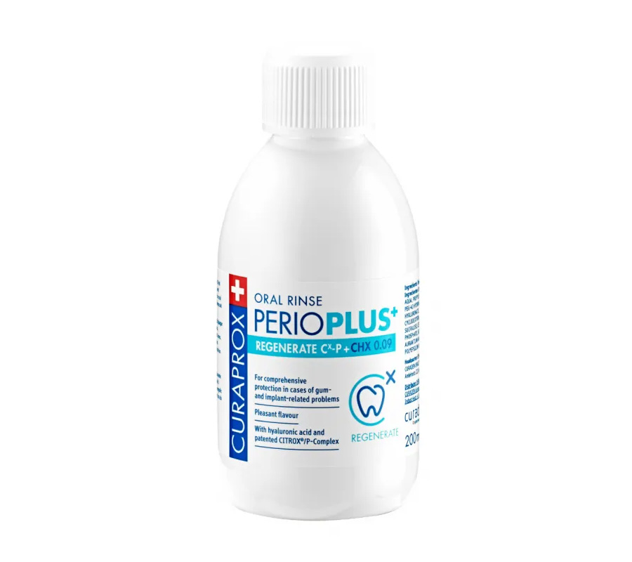 Жидкость - ополаскиватель CURAPROX Perio Plus Regenerate CHX 0,09% и гиалуроновая кислота  (200 мл)