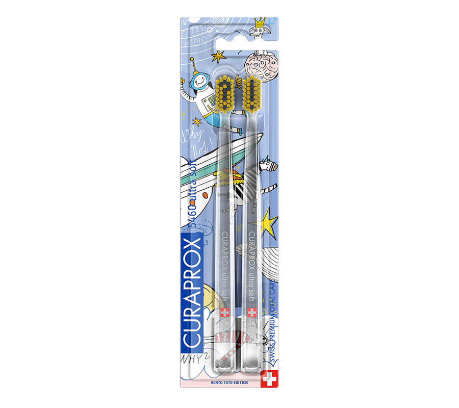 Набор ультрамягких зубных щеток Curaprox CS 5460 Ultra Soft  (2шт.) Duo Hento Toto Edition